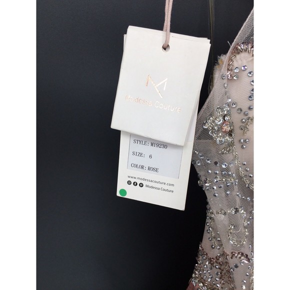 NWT Modessa Couture Light Pink Silver Beaded Ombré Illusion Gown Size 6 Prom - Picture 4 of 13